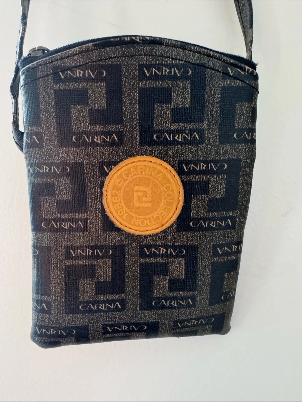 Vintage Carina Collection 1988 Monogram Crossbody Bag Geometric Print